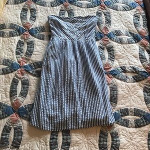 Blue and white striped dress